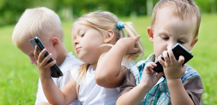 Children using phones