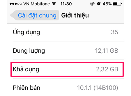 Sau khi thực hiện Mẹo giải phóng bộ nhớ iPhone mà không cần xóa dữ liệu cá nhân > Sau khi thực hiện