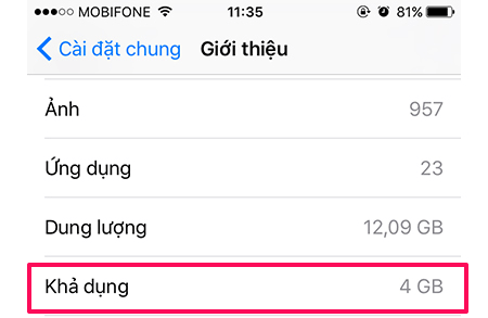 Sau khi thực hiện Mẹo giải phóng bộ nhớ iPhone mà không cần xóa dữ liệu cá nhân > Sau khi thực hiện