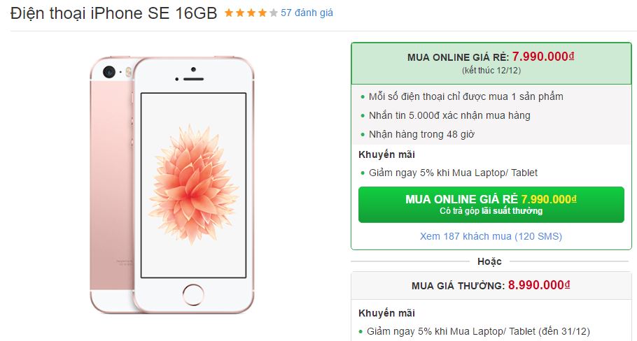 iPhone SE giá chính hãng giảm kịch sàn gần bằng 5s, chọn máy nào đây?