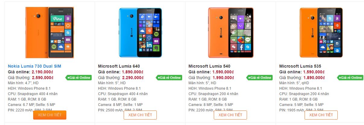 Loạt smartphone Lumia giảm giá sâu quá Loạt smartphone Lumia giảm giá sâu quá