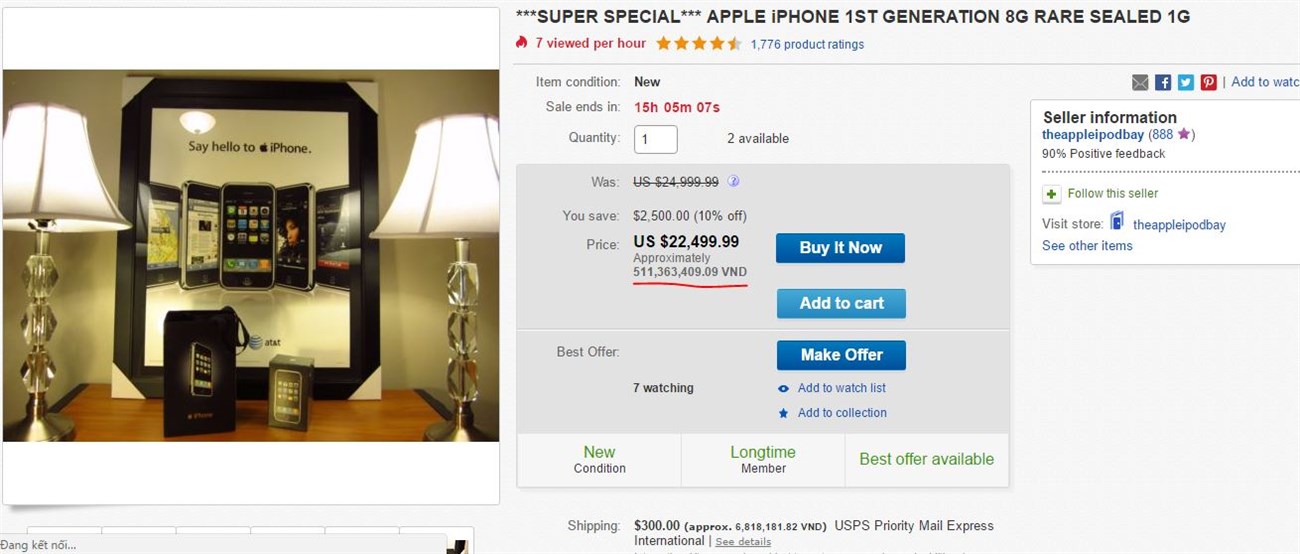 iPhone đời đầu nguyên seal được bán với giá nửa tỷ đồng