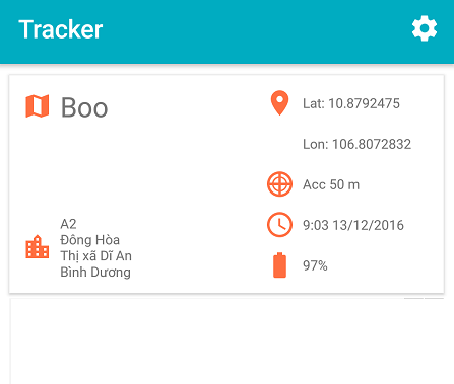 Cách định vị vị trí của người thân bằng GPS trên điện thoại Android qua ứng dụng Tracker Devices Locator > Thông tin các thiết bị đang theo dõi