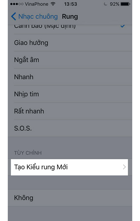 Tìm mục tạo kiểu rung mới