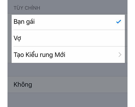 Chọn kiểu rung tùy ý cho từng số liên lạc