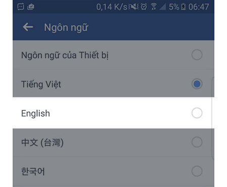 Chọn tiếng anh