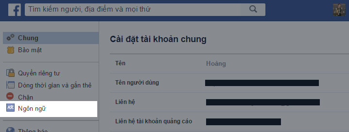 Chọn mục ngôn ngữ