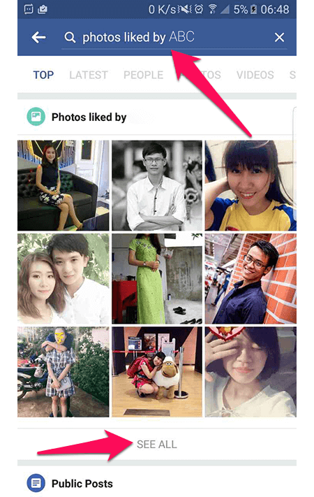 Nhập Photos liked by...