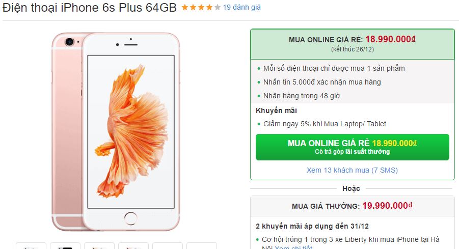 Không chỉ iPhone 5s mà iPhone 6s Plus cũng vừa được giảm giá mạnh