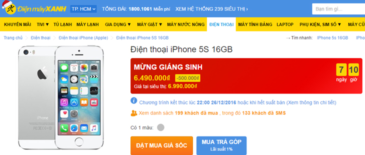 iPhone 5s giáng sinh