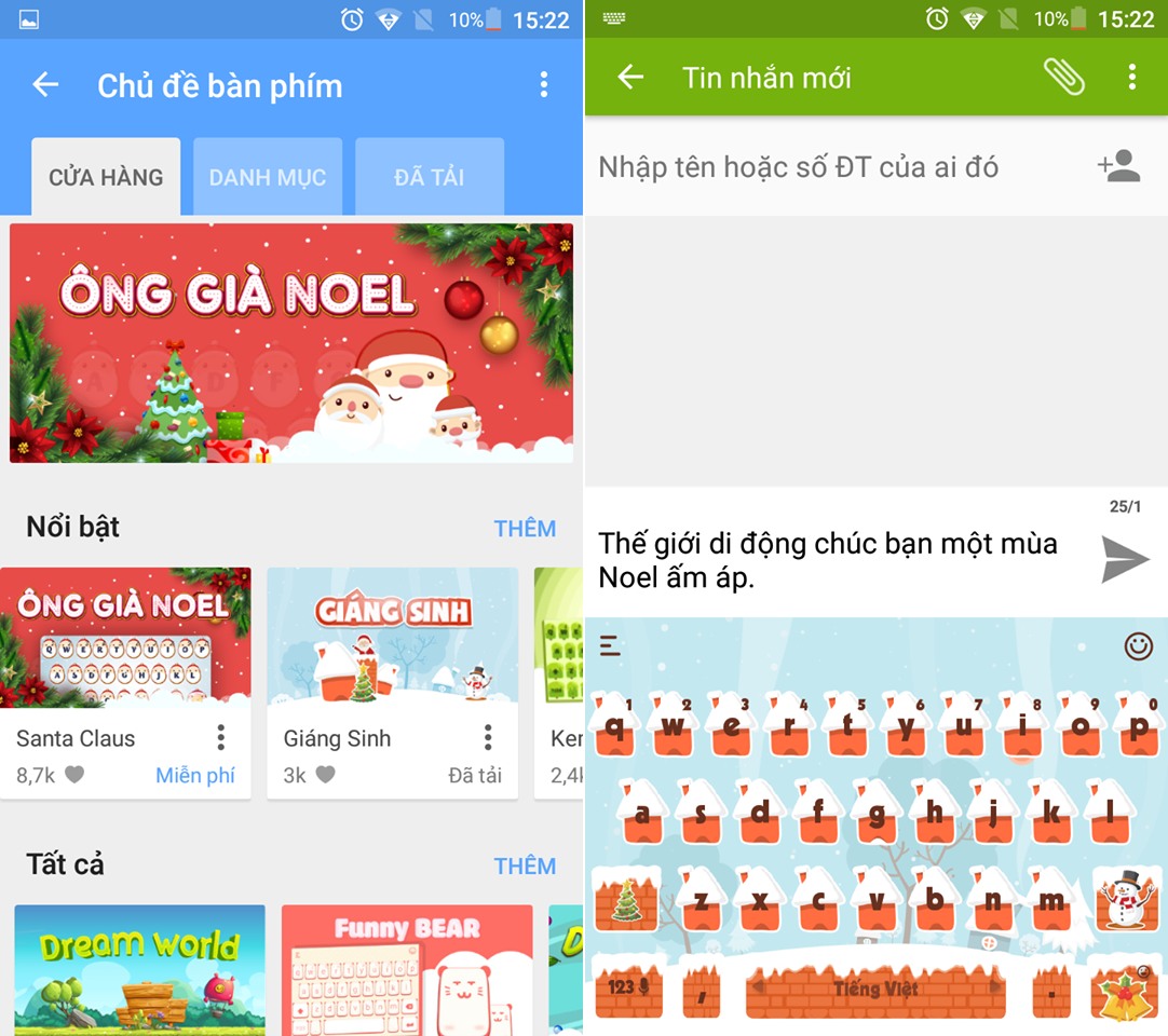 Bàn phím Thay đổi gõ bàn phím phong cách giáng sinh thú vị