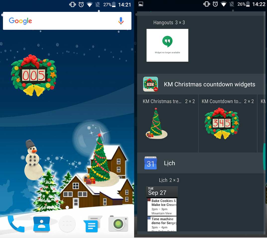 Widget Noel Tạo Widget trang trí điếm lùi tới ngày giáng sinh