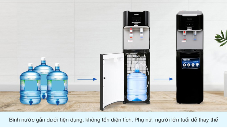 10 tiện ích của cây nước nóng lạnh, bạn nên biết > Cây nước nóng lạnh Toshiba RWF-W1669BV(K1)