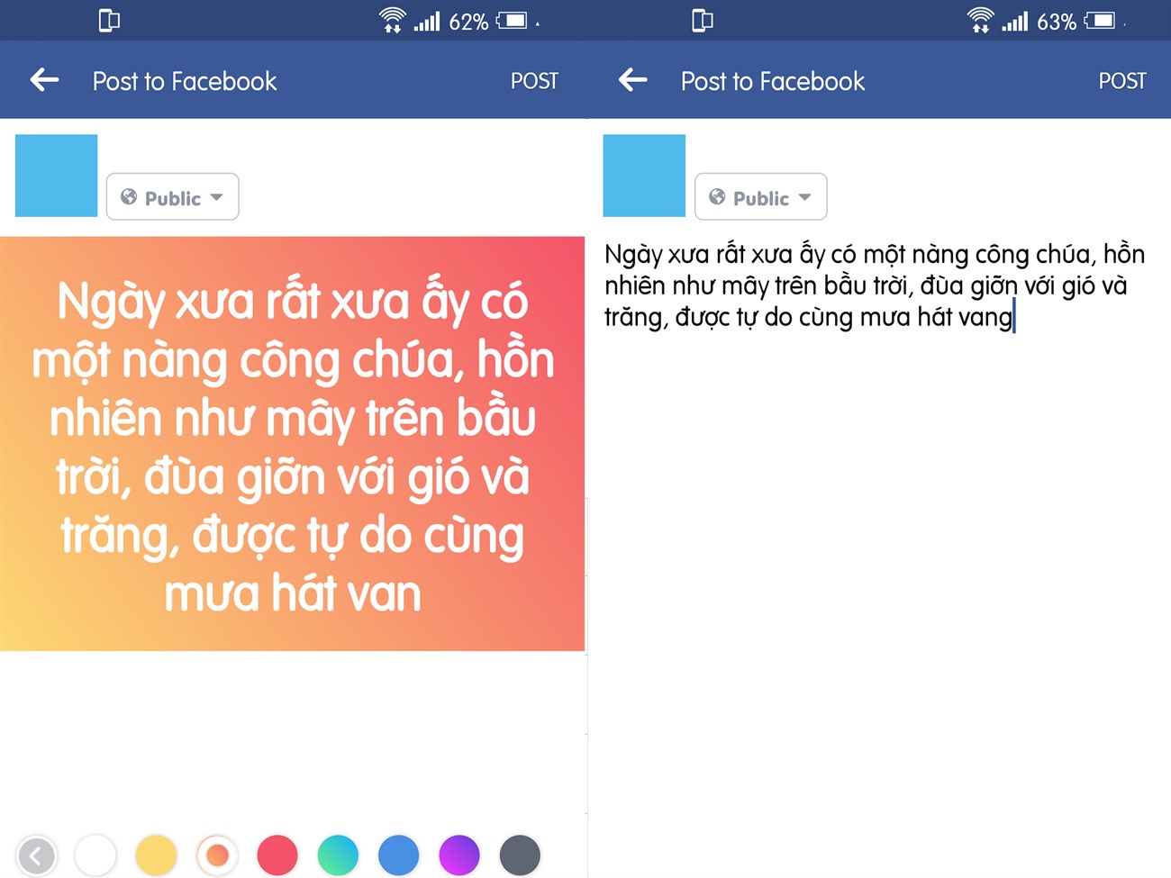 Cách viết status dài bằng nền màu sắc trên Facebook - Download.vn