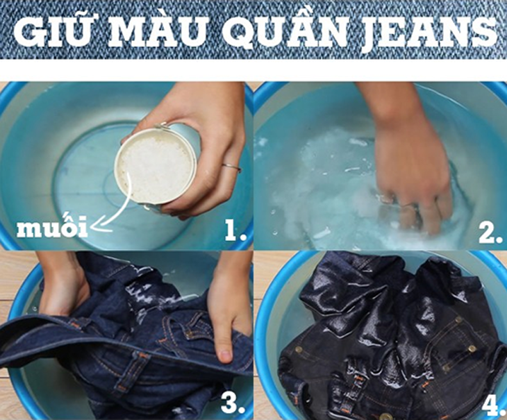 Ngâm quần jean trong nước muối Ngâm quần jean trong nước muối