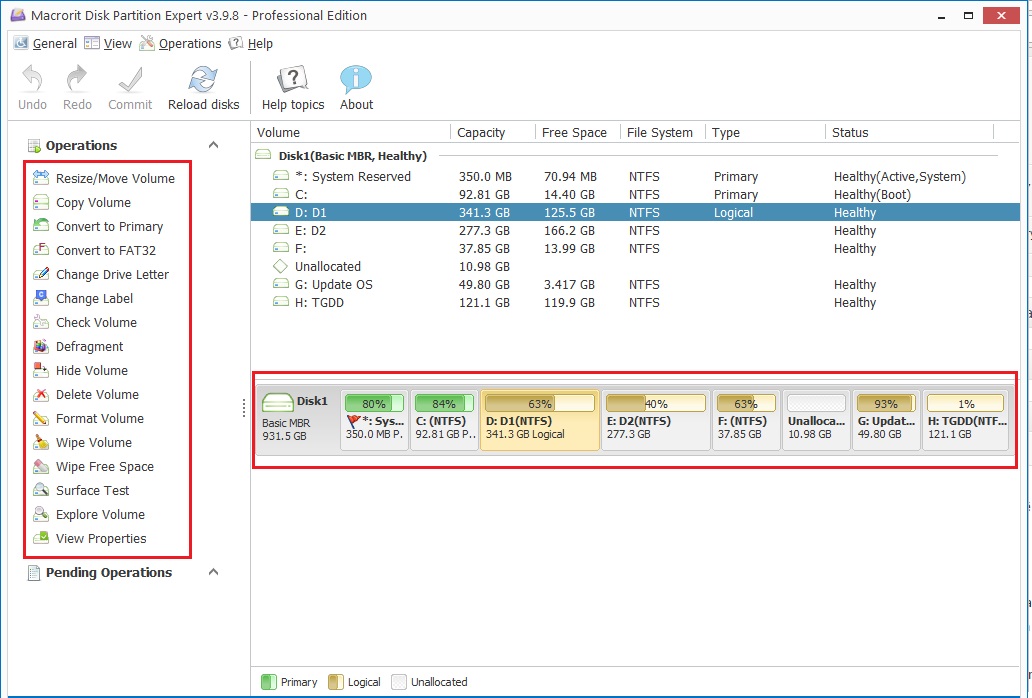 Macrorit Disk Partition: Quản lý và phân chia ổ đĩa chứa hệ điều hành (Disk C)