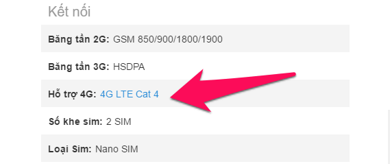Hỗ trợ 4G