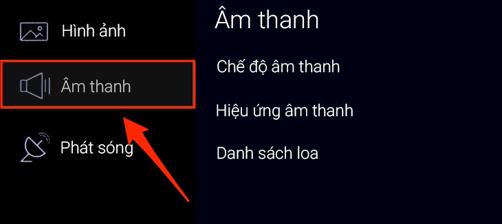 Cách kết nối loa không dây Samsung WAM1500 với Smart tivi Samsung qua wifi > Chọn phần âm thanh