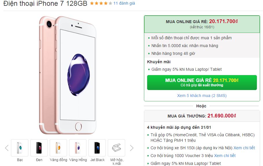 iPhone 7 tiếp tục được giảm giá mạnh mẽ dịp Tết