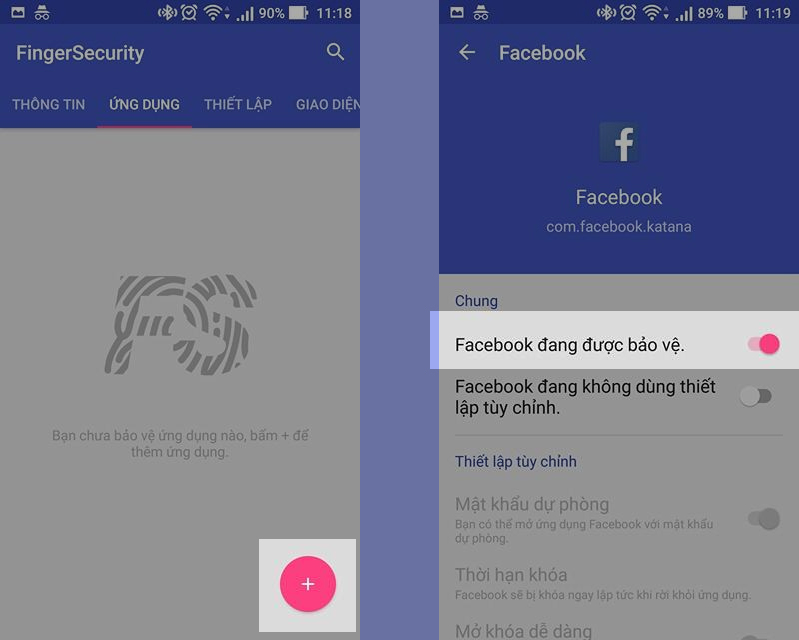 Khoá ứng dụng bằng vân tay Khoá ứng dụng bằng vân tay