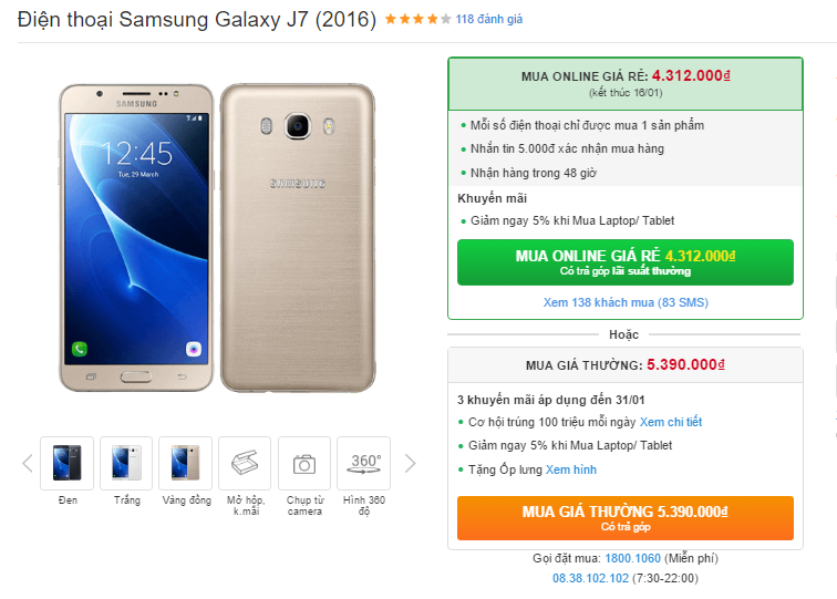 Galaxy J7 2016 thiết kế kim loại, camera ngon, pin trâu vừa giảm giá