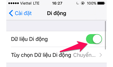 Bật dữ liệu di động