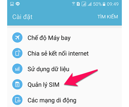 Chọn quản lý sim