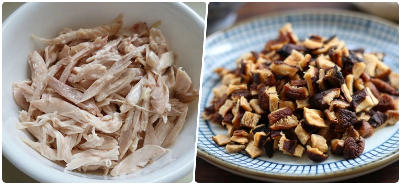 How to make chicken mushroom porridge with instant porridge as delicious as outside