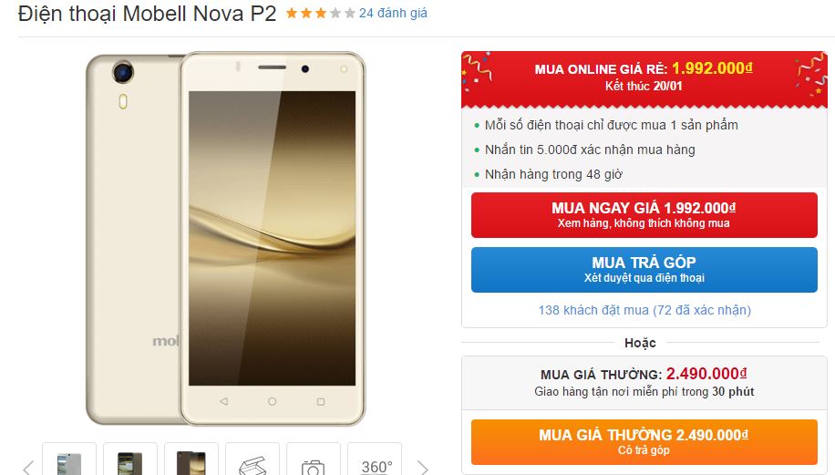 Smartphone màn hình 5.5 inch, RAM 2GB, pin 4.000mAh giảm giá mạnh còn dưới 2 triệu đồng Smartphone màn hình 5.5 inch, RAM 2GB, pin 4.000mAh giảm giá mạnh còn dưới 2 triệu đồng