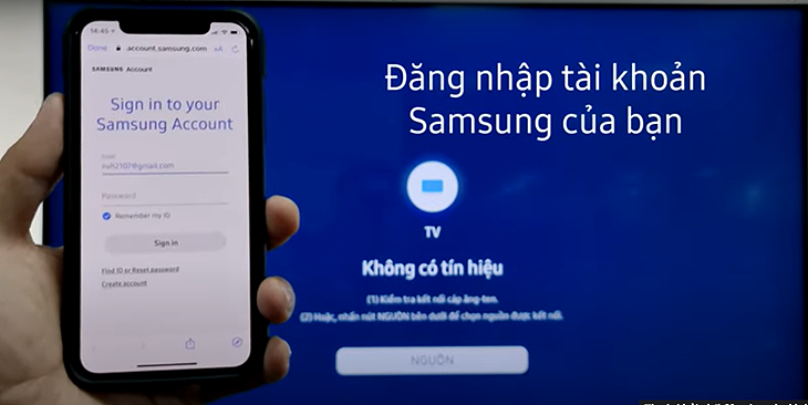 đăng nhập hoặc tạo tài khoản Samsung