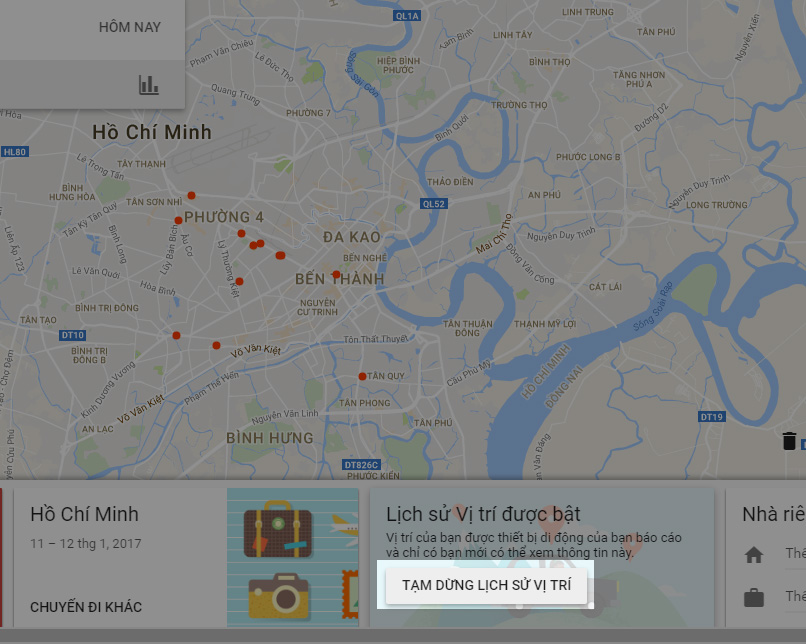 Tắt theo dõi vị trí