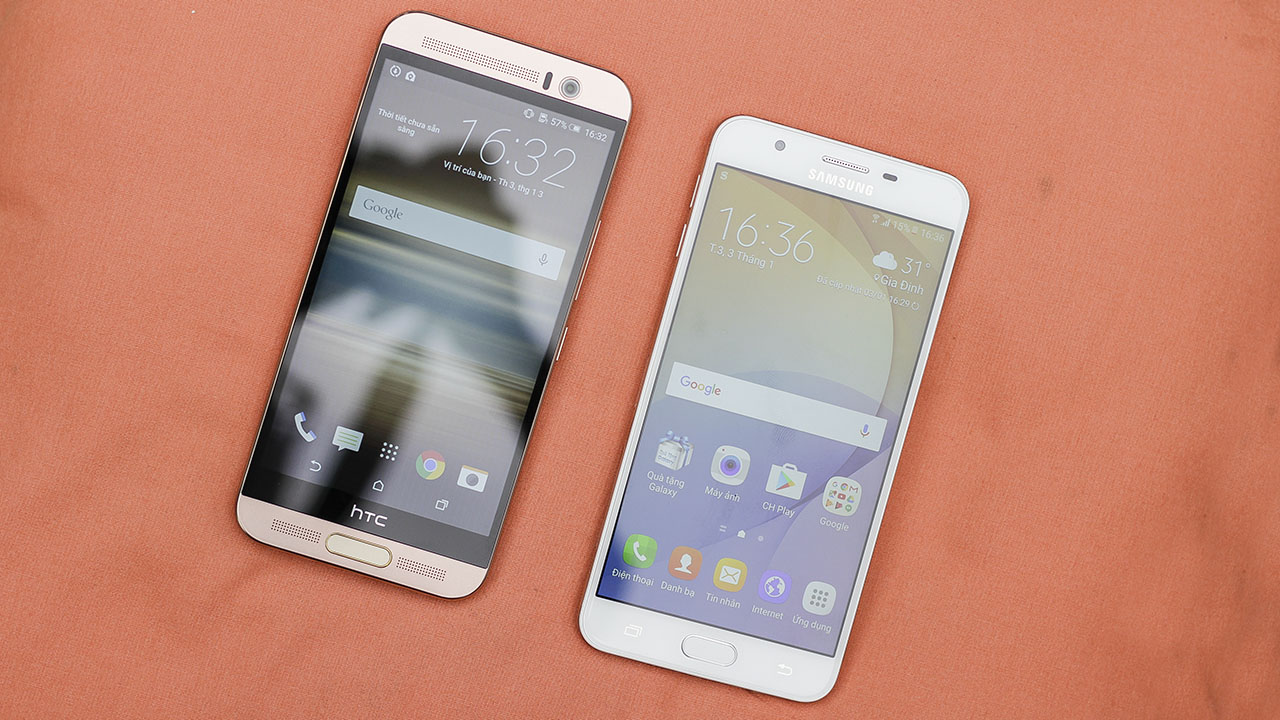 so sánh HTC One ME và Galaxy J7 Prime