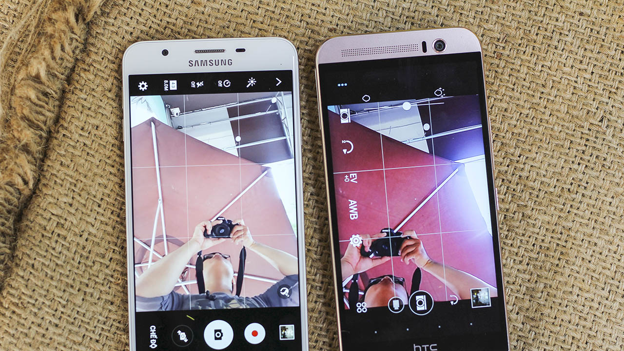 so sánh HTC One ME và Galaxy J7 Prime