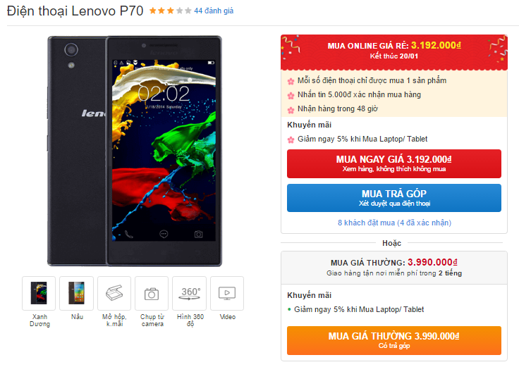 Smartphone Lenovo pin khủng 4.000 mAh, mặt lưng giả da, camera 13MP vừa giảm giá sốc