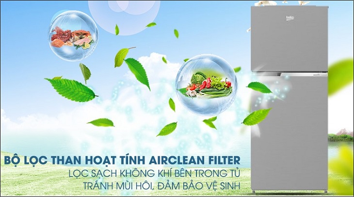 Tủ lạnh Beko Inverter 188 lít RDNT200I50VS sử dụng bộ lọc than hoạt tính AirClean Fillter