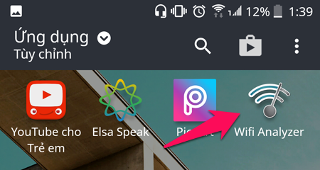 Mở ứng dụng Wifi Analyzer