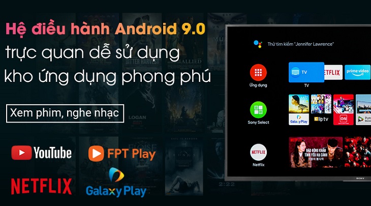 Kho ứng dụng đa dạng trên Android Tivi Sony 4K 55 inch KD-55X8000H