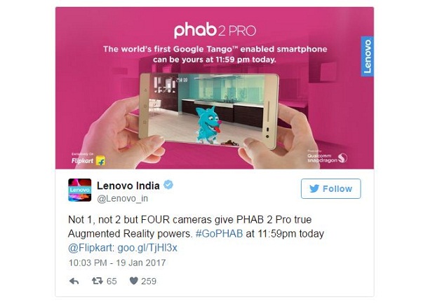 Twitter Lenovo Ấn Độ thông báo về việc ra mắt Phab 2 Pro ở nước này Twitter Lenovo Ấn Độ thông báo về việc ra mắt Phab 2 Pro ở nước này