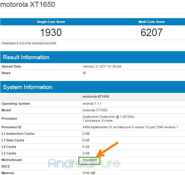 Moto Z 2017 lộ cấu hình khủng trên Geekbench