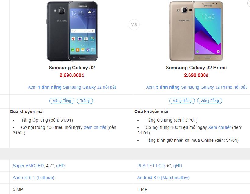 Galaxy J2 và Galaxy J2 Prime cùng giá bán, chọn smartphone nào?