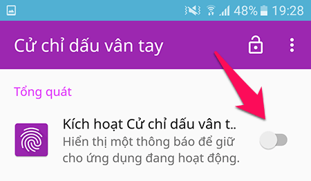 Kích hoạt cử chỉ dấu vây tay