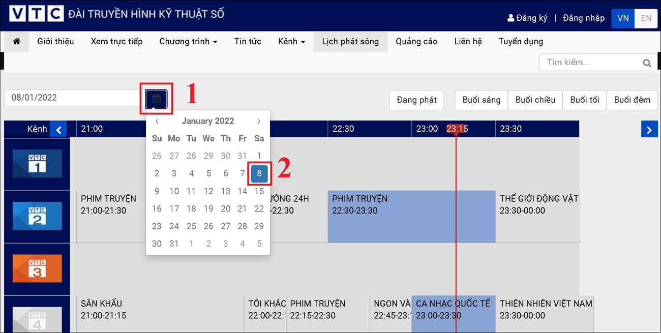 VTC broadcast schedule (digital television)