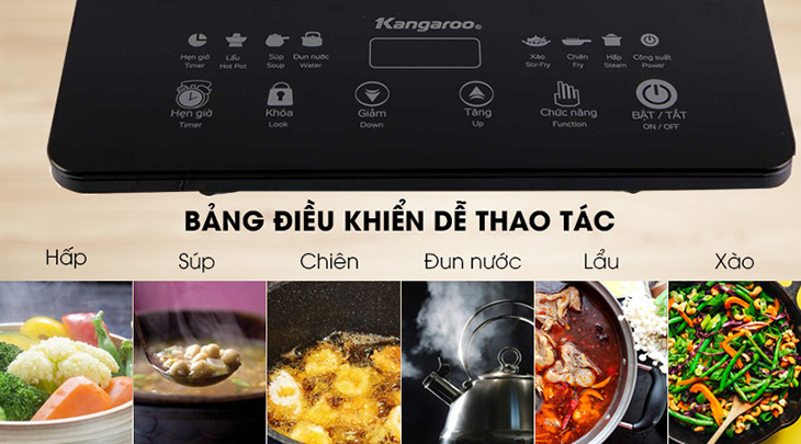 Bếp điện từ Kangaroo KG18IH2 tích hợp 6 chương trình nấu nướng hiện đại