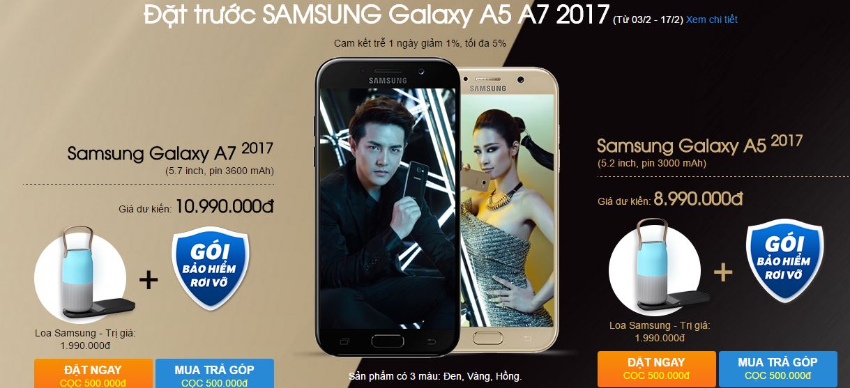 Galaxy A5, Galaxy A7 2017 chính thức cho phép đặt hàng với bộ quà tặng giá trị