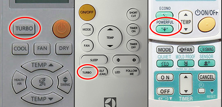 What is the fast cooling mode on the air conditioner?