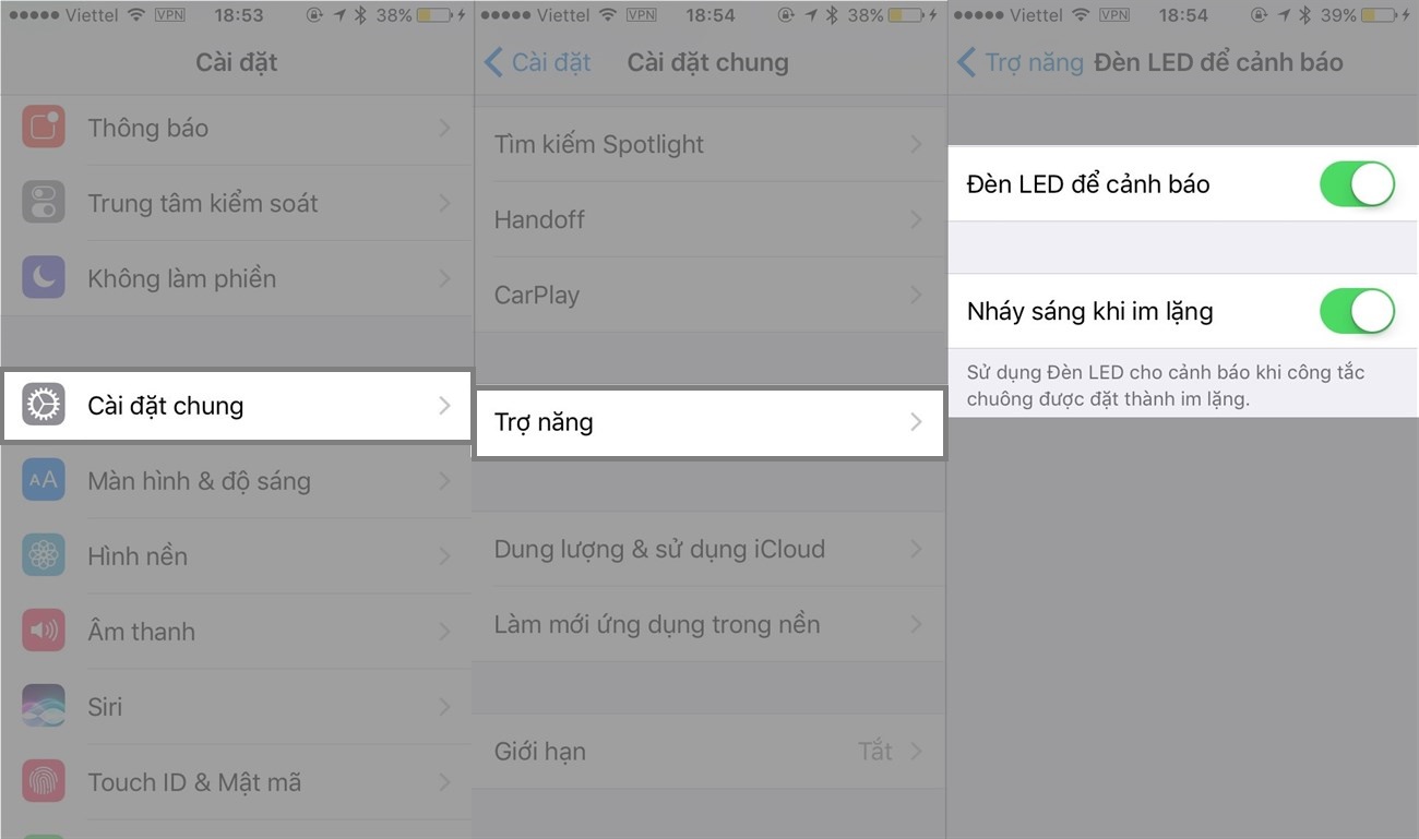 Cách bật đèn LED thông báo trên iOS 13 cho iPhone | Hoàng Hà Mobile