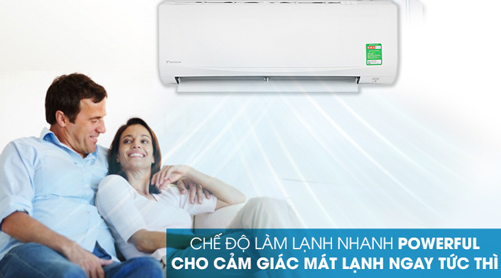 Máy lạnh Daikin 1.5 HP ATF35UV1V được tích hợp chức năng làm lạnh nhanh Powerful, nhanh chóng làm mát căn phòng của bạn chỉ trong tích tắc.