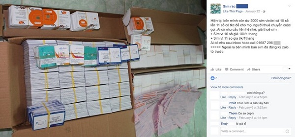 SIM rác được rao bán công khai số lượng lớn trên mạng xã hội, thu hút nhiều người mua
