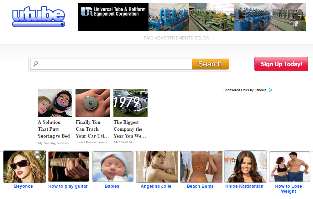 Ảnh chụp một phần giao diện của trang utube.com