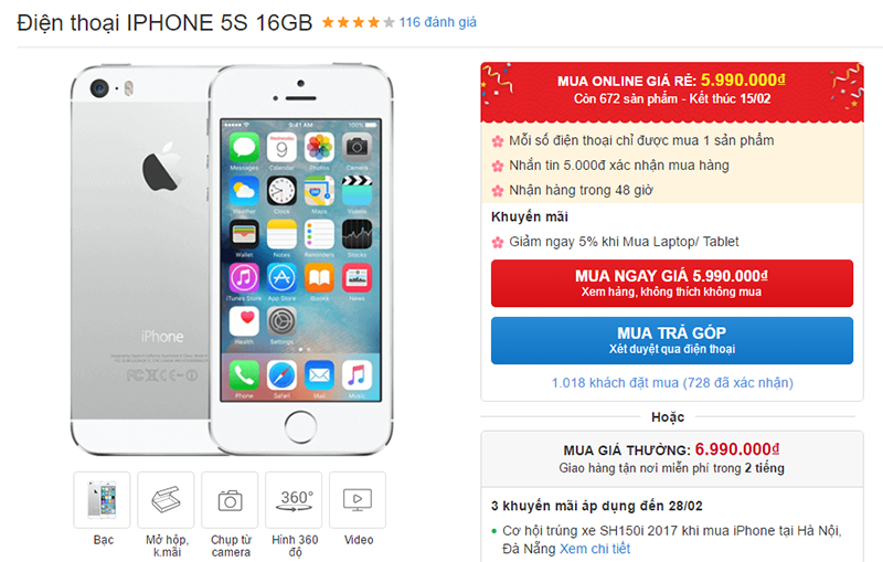 Chỉ còn 500 suất iPhone 5s giá tốt, món quà ý nghĩa valentine đây rồi!